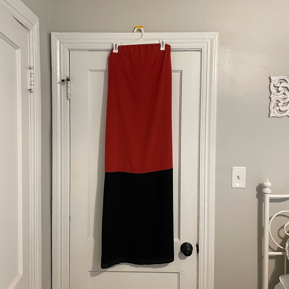 Strapless color block maxi dress
